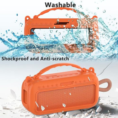 JCHPINE Silicone Cover Case for Bose SoundLink Plus Portable Speaker | Protective Soft Silicone Case with Carrying Handle and Shoulder Strap (Sunset Peach) - color: Sunset Peach