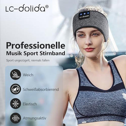 LC-dolida Sleep Headphones Bluetooth Headband, Wireless Headband with HD Speakers, Headphones Wireless for Side Sleepers, Sport, Yoga, Travel, Gifts for Mom, Men, Women, Teens, Kids - color: Gray