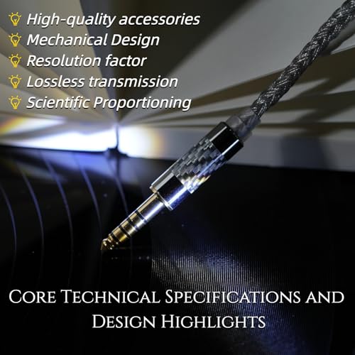 IEM Cable with MMCX & 2-Pin, 24-Core Silver-Plated, 0.78mm, 4.1ft (1.25m), 4.4mm/3.5mm Connectors for in-Ear Monitors - size: 4.4mm-MMCX