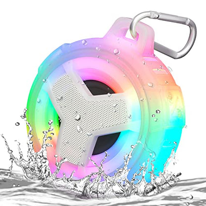 EBODA Shower Bluetooth Speakers Waterproof Teen Girl Gifts Trendy Stuff Kid | IP67 Portable Speaker with LED Light, 2000mAh, True Wireless Stereo, Gifts for Teen Boys, Men and Women, Unique Music Gifts - color: Crystal