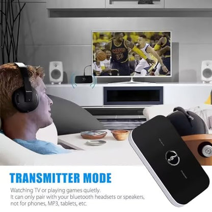 Aimery Bluetooth 5.0 2-in-1 Wireless Audio Adapter, Black, 3.5mm AUX, Bluetooth Transmitter & Receiver for Home Stereo, Headphones, Speakers, Airplane, PC, Car