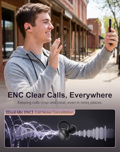 Kinglucky Clip On Earbuds for Small Ears, Open Ear Comfort for Running | 4g Ultra-Light, Upgraded 50H Battery, Physical Button (No Accidental Touch), ENC Clear Calls, IPX6, Bluetooth 6.0 - color: Black Upgrade