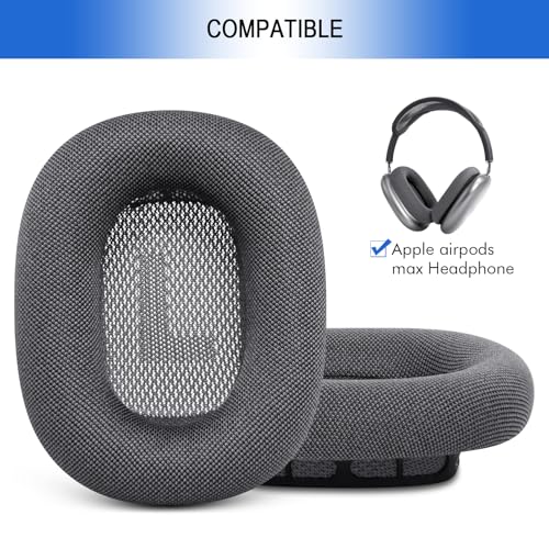 Mesh Ear Cushions for Apple AirPods Max 1 & 2 - Air Max Ear Cup Replacement | Upgraded Earpads with Original Silicone Design Strong Magnet (Space Gray) - color: Space Gray