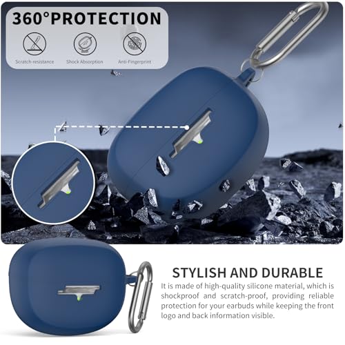 for New Bose Ultra Open Earbuds Case(2024), Blue | Silicone Shockproof Protective Cover for Bose Open Ear Wireless Earbuds Accessories with Carabiner - color: Blue