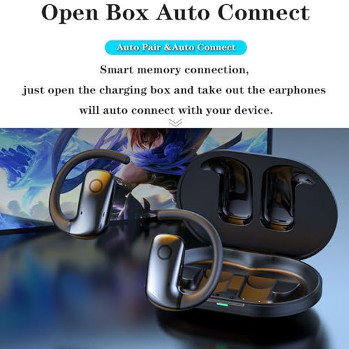 Open-Ear Wireless Headphones Bluetooth Earbuds Charging Case Ear Buds with Silicone Earhook Over-Ear Earphones for TV Phone Laptop Music, Black - color: #03Black