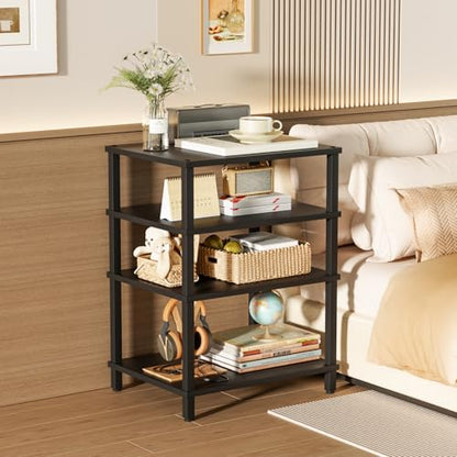 LELELINKY 4-Tier AV Media Player Stand Set of 2, Black Stereo Cabinet, Wooden TV Stand,Game Console Shelf, Multifunctional Entertainment Center, Suitable for Home, Conference Room, Game Studio - color: Black, size: 4 Tier