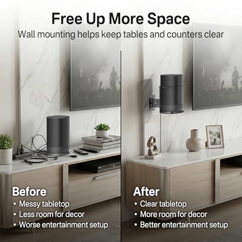 2 Pack Adjustable Speaker Wall Mount for Sonos Move and Sonos Move 2, Wall Mounted Bracket, Adjustable Tilt and Swivel, Space Saving Speaker Holder, Black - color: Black, size: 2 Pack