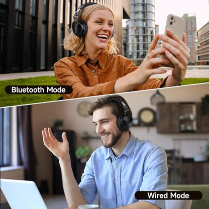 OneOdio Pro C Wired & Wireless Over-Ear Headphones, 110H, 50mm Drivers | Wired 3.5mm and wireless Bluetooth modes with 110H playtime, 50mm drivers and HD mic for PC, podcast and studio work - color: Black