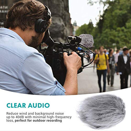 Movo WS1 Furry Microphone Windscreen | For Zoom H1n, H1essential & H1 Recorders, Outdoor Wind Muff / Deadcat, For Small Mics up to 3" x 40mm