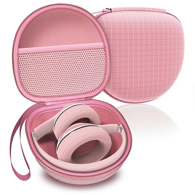 Headphone Case Compatible with Soundcore Anker Q20i/Q30, Beats Solo 4/Studio Pro, Tune 510BT/520BT, BERIBES/KVIDIO/JLab JBuds Lux ANC/TOZO HT3/Skullcandy Over-Ear Headphones Case Hard Shell(Pink) - color: Pink