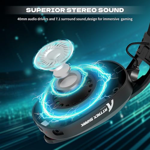 ATTACK SHARK L90 Over-Ear Wireless Gaming Headphone with Mic - Black | 2.4GHz/Bluetooth/Wired, 40mm Driver, 7.1 Surround Sound, Foldable, Ultra-Light, RGB, Customizable, Ergonomic, for PS4/PS5/PC - color: BLACK
