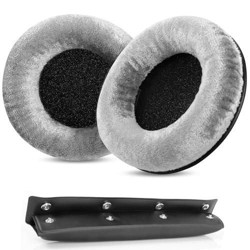 MMX300 DT770 Ear Pads for Beyerdynamic DT770 Pro/DT880/DT990 Pro | Replacement Headband Earpads,with Soft Velours Cushion,for DT880 Pro/HS200/HS400/DT 790/DT797-Silver Kit