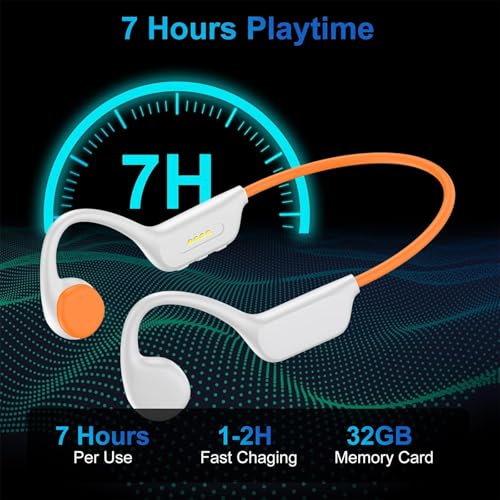Bone Conduction Headphones IPX8 Waterproof 32GB Bluetooth 5.3 Wireless Headset with Microphone for Swim (White) - color: White