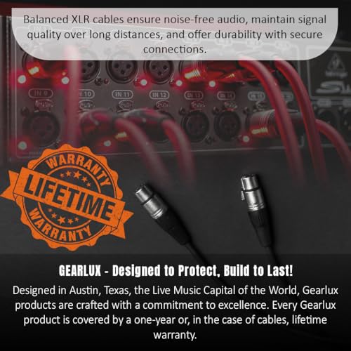 Gearlux XLR Microphone Cable, Fully Balanced, Male to Female, 10 Feet - 3 Pack - size: 10 Ft, style: 3 Pack