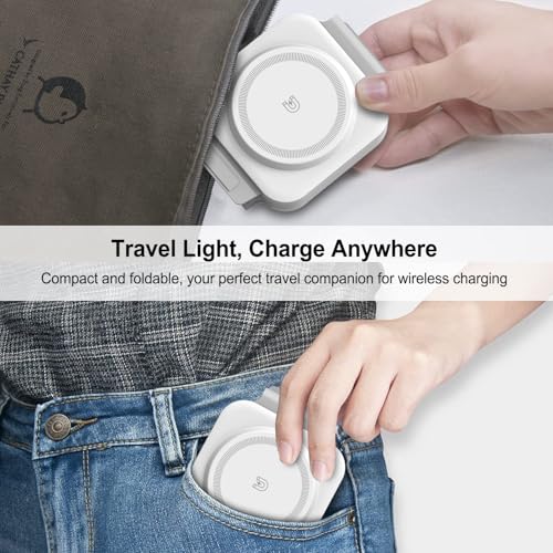 3 in 1 Wireless Charging Station,Foldable Magnetic Wireless Charger for Apple Devices,Travel Charging Pad for iPhone 17 16 15 14 13, Watch & AirPods,Fast Charging Station for Home Office Travel(White) - color: White