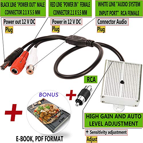 CCTV Microphone Audio Outdoor Security Gift RCA Tiny Surveillance Mic DVR High Sensitive Preamp Amplified Pickup Device External Camera Sound Waterproof Best Metal Case