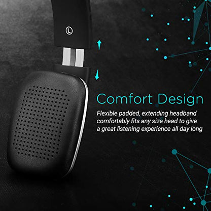 August EP636 Wireless Bluetooth On-Ear Headphones, Black - color: Black