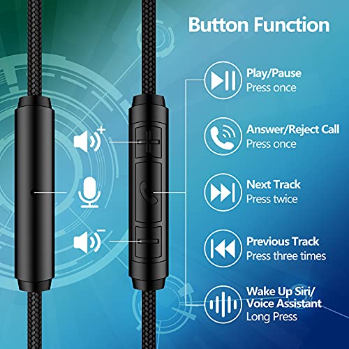 2.5mm to 3.5mm Replacement for Bose Headphone Cord, Nylon Braided Wire | 1.5m/4.9Ft Audio Cable for Bose 700 QC25 QC35 QC35 II OE2 AE2, JBL E45BT E55BT E65BTNC, AKG with Inline Mic & Volume Control