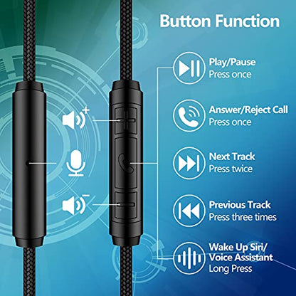 2.5mm to 3.5mm Replacement for Bose Headphone Cord, Nylon Braided Wire | 1.5m/4.9Ft Audio Cable for Bose 700 QC25 QC35 QC35 II OE2 AE2, JBL E45BT E55BT E65BTNC, AKG with Inline Mic & Volume Control