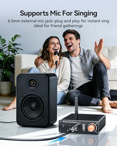 Bluetooth 6.0 Receiver, Hi-Fi Adapter with Wireless Long-Range Low-Latency, Suitable for Home Audio Music Streaming Stereo Systems/Home Speakers, Featuring AUX 3.5mm/RCA, USB Playback
