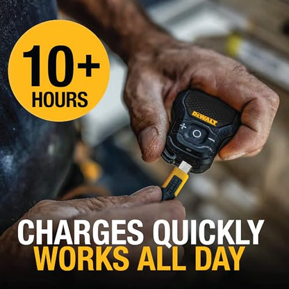 DEWALT Wearable Bluetooth Speaker [Onyx Edition - Black] Clip-On Wireless | Jobsite Pro Water-Resistant Portable Speaker (Non- Magnetic), Mic for Hands-Free Music/Calls, Mini Speakers Bluetooth - color: Black