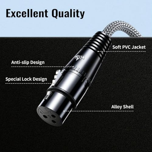 XLR Cables 6.6ft/2m, Premium Microphone Cable,XLR Male to Female Balanced Microphone Cord 3 pin,Nylon Braided Mic Cord - size: 6.6FT/2m