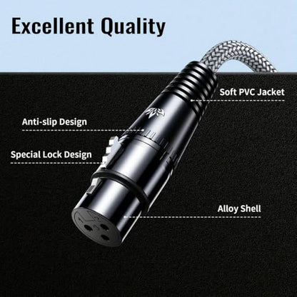 XLR Cables 6.6ft/2m, Premium Microphone Cable,XLR Male to Female Balanced Microphone Cord 3 pin,Nylon Braided Mic Cord - size: 6.6FT/2m