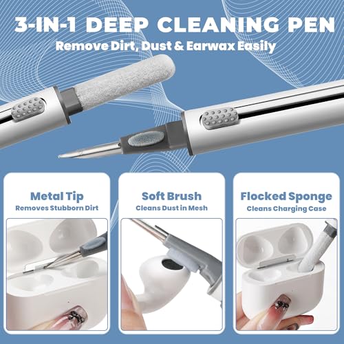 Upgraded for Airpod Cleaner Kit (81 PCS), Multi-Tool with Cleaning Pen, Putty & Swabs, Removes Earwax & Dust, Compatible with AirPods Pro 1/2/3, Earbud, Headphones, Phone & Charging Port - color: Blue