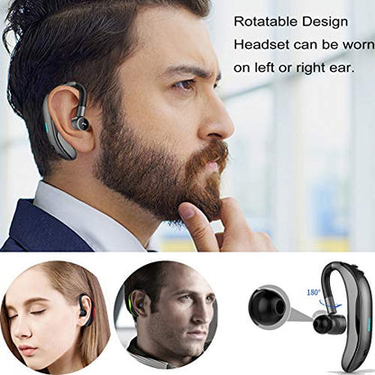 Wireless Headset Earpiece Headphone Handsfree Call Earpiece Noise Cancelling Earbud Headsets Long Standby Time Earphone Compatible with Smart Cell Phones Trucker Car Driver Business Office Men Women - color: Grey