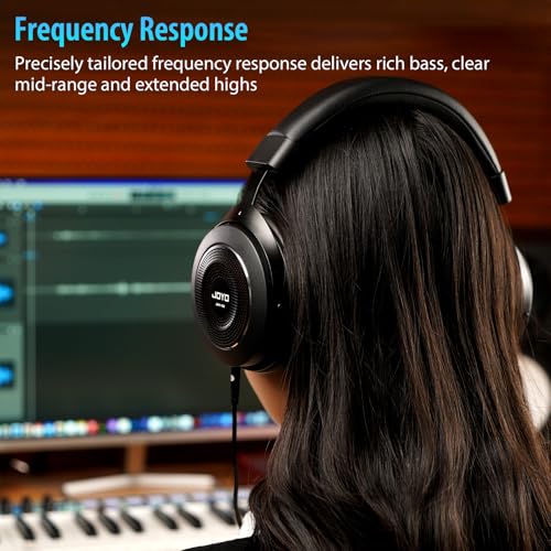 JOYO Wired Studio Monitor Headphones Semi-Open 50mm Drivers Over-Ear | Flat 15Hz-28kHz Response, 3.5mm and 6.35mm Adapter for home studio, mixing (JMH-03) - color: Natural, style: Professional Monitor