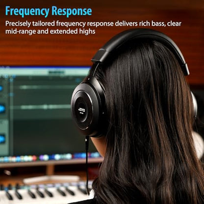 JOYO Wired Studio Monitor Headphones Semi-Open 50mm Drivers Over-Ear | Flat 15Hz-28kHz Response, 3.5mm and 6.35mm Adapter for home studio, mixing (JMH-03) - color: Natural, style: Professional Monitor