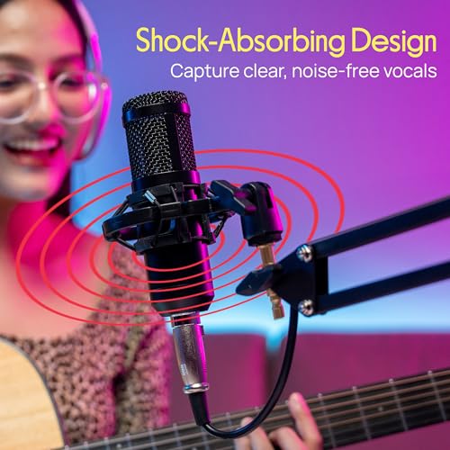 Pyle Suspension Microphone Boom Stand Pro - Desktop Scissor Mic Stand Spring Arm w/ Shock Mount, Adjustable and Extendable Arm, Angle and Tilt Positioning, Universal Table Clamp Mount Style - PMKSH04 - style: Boom stand Original