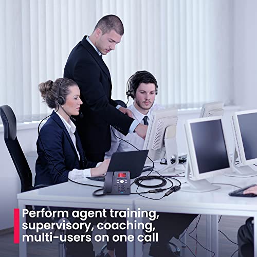 XS 825 Wired Telephone Headsets with Microphone for Office Training, Agent Coaching, Monitoring, Onboarding - Desk Phones Compatible with Yealink, Poly, Cisco, Avaya, Mitel (Stereo, Basic Bundle) - color: Stereo (1 Pack)