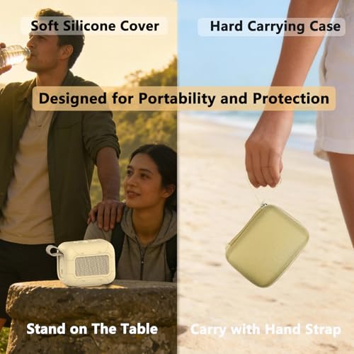 Protective Case for JBL Go 5 Portable Bluetooth Speaker | Accessories Hard Carrying Case and Silicone Cover with Metal Carabiner (Yellow Case) - color: Yellow Case