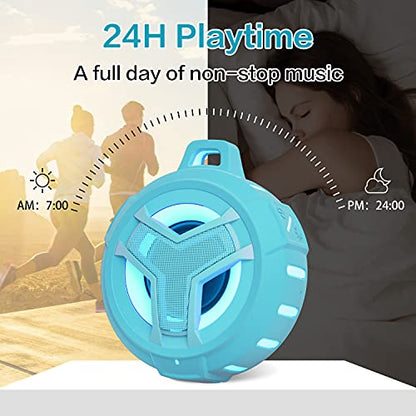 EBODA Waterproof Bluetooth Shower Speaker, IPX7 Floating Portable Wireless Small Speakers, 24H Playtime with RGB Light for Kayak, Beach, Pool Accessories, Gifts for Teen Girl Boys