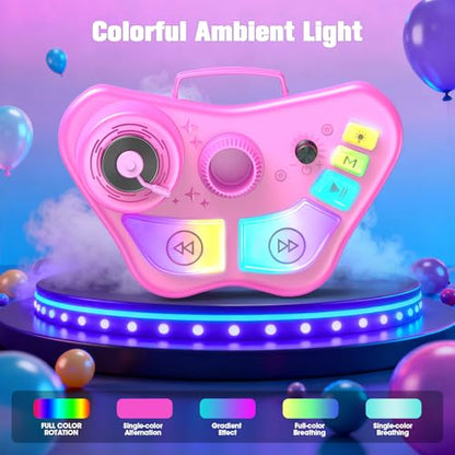 Kids Stand Karaoke Machine Toys for 3 4 5 6 7 8 Year Old Girls Gift, Kid Rechargeable Microphone Toddler Birthday Gift Singing Toy for Girl Ages 3-5 4-6, Portable Bluetooth Speaker with 2 Mics - color: Pink