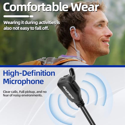 BAOFENG Walkie Talkies Earpiece with Mic 2 Pin Radio Headset Acoustic Tube | 5 PACK for Walkie Talkie UV-5R Mini BF-888S BF-F8HP PRO AR-5RM K5PLUS UV-32 DM-32 Two Way Radio Earpiece