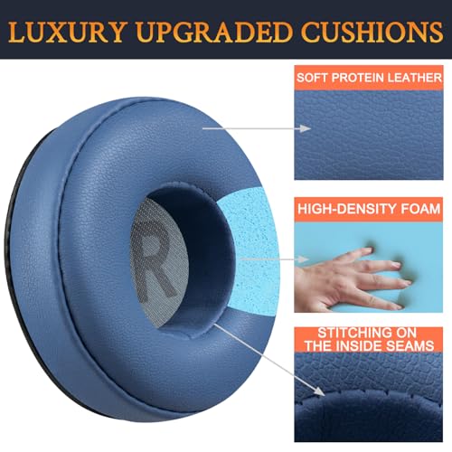 SOULWIT Earpads Replacement for JBL Tune 450BT/Tune 460BT/Tune 500BT/Tune 510BT/Tune 520BT/Tune 530BT/JR 300BT/JR 310BT/E40BT/Junior 320BT, Ear Pads Cushions with Soft Protein Leather - Blue - color: Blue