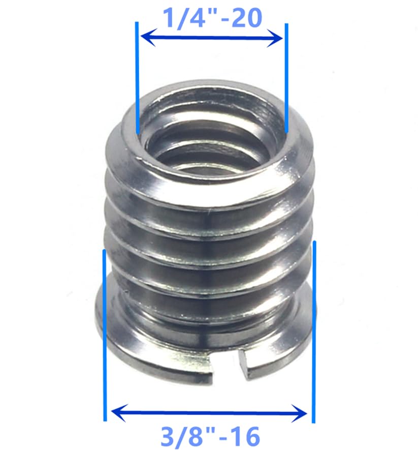 Stainless Steel 1/4"-20 Female to 3/8"-16 Male Convert Screw Adapter (2pcs, 10.5mm) - color: 2pcs, size: 10.5mm
