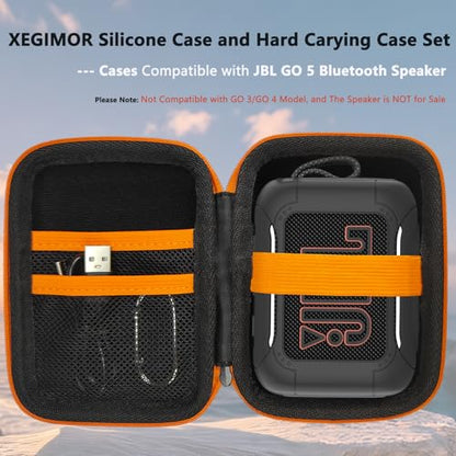 Silicone Cover and Hard Carrying Case for JBL Go 5 Bluetooth Speaker | Protective Cases for Go 5 Speaker Accessories, Scratch-Resistant and Drop-Proof Cover (Black) - color: Black