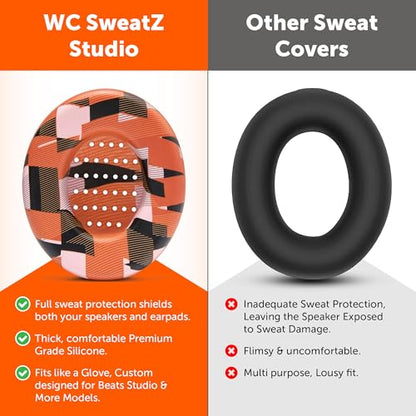 WC SweatZ Studio - Patented Covers for Beats Studio 3 (A1914) & 2 (B0500) | Made by Wicked Cushions | Made with Premium Silicone | Also fits B0501 | Orange Prism - color: Orange Prism