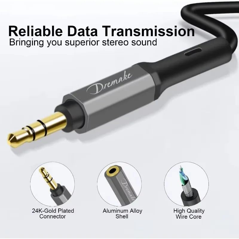 Headphone Y Splitter, 1ft/0.30m 3.5mm Extender Cable, Jack 3.5mm Male to 2 x 3.5mm Female Ports, Auxiliary Extension Cable for Speaker Switch PC Gaming Headsets Smartphone Tablet