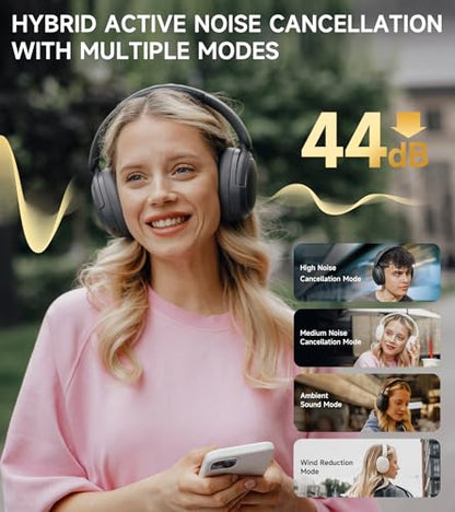 Edifier W800BT Pro Hybrid Active Noise Cancelling Over Ear Headphone, Gray | Bluetooth 5.4, Hi-Res Audio, AI Call Noise Cancellation, 45H Playtime, Fast Charging, Foldable, Wireless Over-Ear Headphones - color: Gray