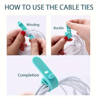 20pcs Reusable Silicone Cable Organizer Ties - High Elasticity Cord Management Straps for Earphones, USB Chargers & Electronics