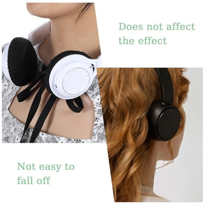 6pcs Fabric Headphone Ear Covers, Black Washable Ear Pad Covers Stretchable Earcup Spandex Headphone Protector Sweat Headset Cloth Fit 3.5" to 5.9