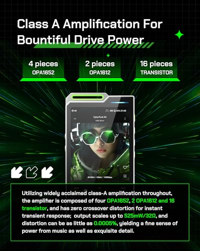 HiBy R4 Android MP3 MP4 Player with Spotify, 4 DAC & Class A Amp, MQA 16X HiFi Lossless Music Player with Bluetooth and WiFi, 3.5mm & 4.4mm Headphone Jack - color: Black