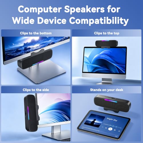 OHAYO Computer Speakers for Desktop PC Monitor, USB Plug-in, G-Sensor