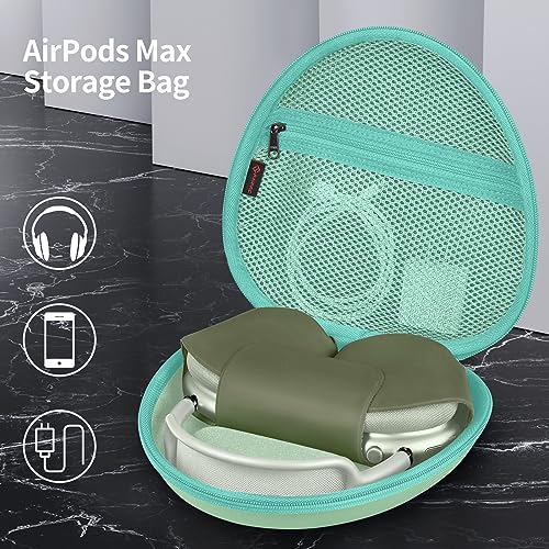 Fintie Hard Case for AirPods Max 2 (2026) and AirPods Max 1 (2024/2020) | Travel Carrying Storage Bag, Shockproof, Protective, Auto Wake/Sleep, Green - color: Green