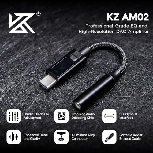 KZ AM02 USB C to 3.5mm Portable DAC Decoding IEM Amplifier Audio Adapter