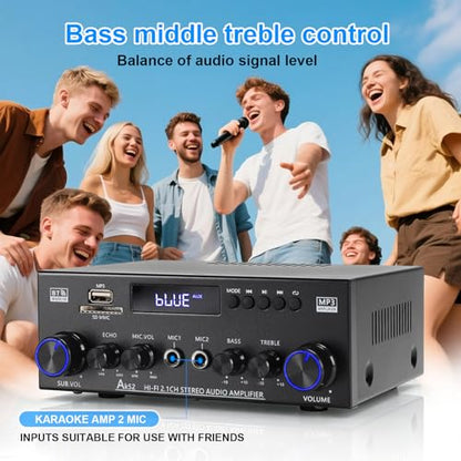 Joengoep AK52 Home 2.1 Channel Bluetooth 5.0 Stereo Receivers Amplifier - size: AK-52